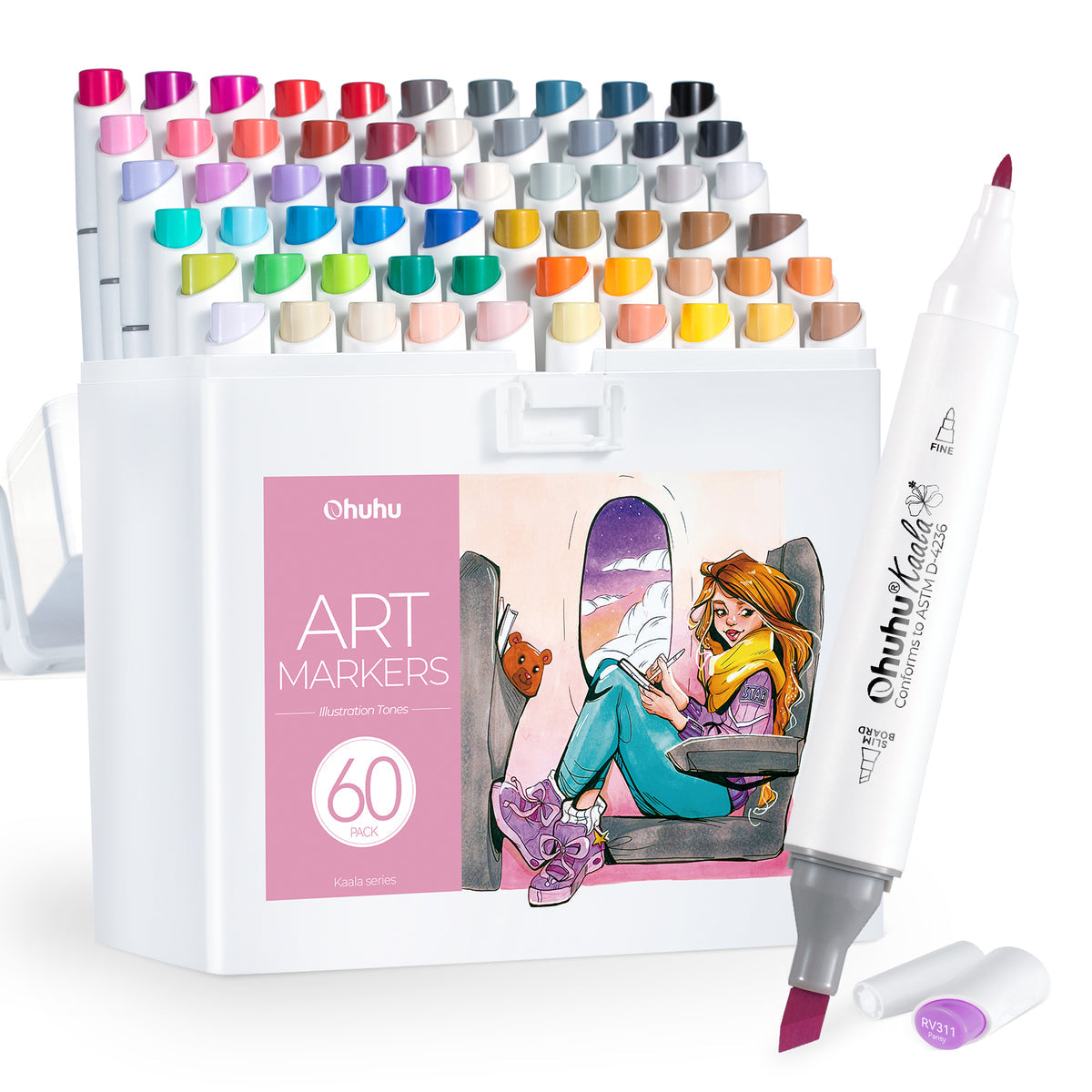 Ohuhu Kaala Five Tones Slim Broad and Fine Dual Tips Alcohol Art Markers Clearance