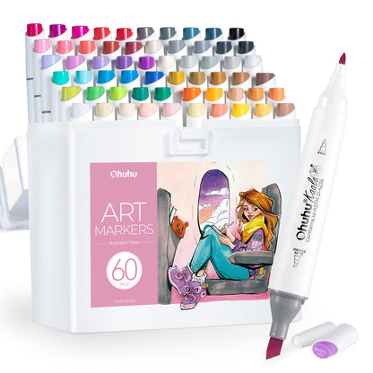 Ohuhu Kaala Five Tones Slim Broad and Fine Dual Tips Alcohol Art Markers Clearance