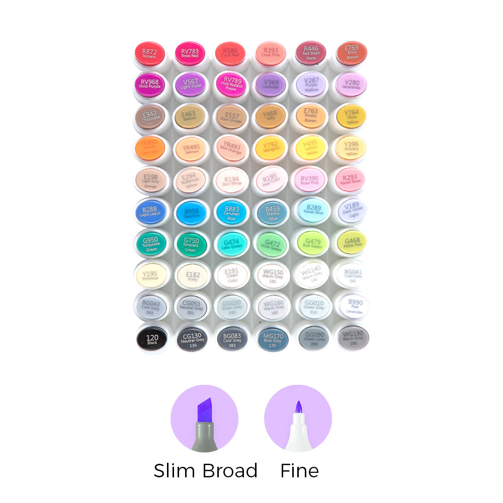 Ohuhu Kaala Five Tones Slim Broad and Fine Dual Tips Alcohol Art Markers Clearance