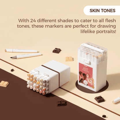Ohuhu Kaala Five Tones Slim Broad and Fine Dual Tips Alcohol Art Markers Clearance