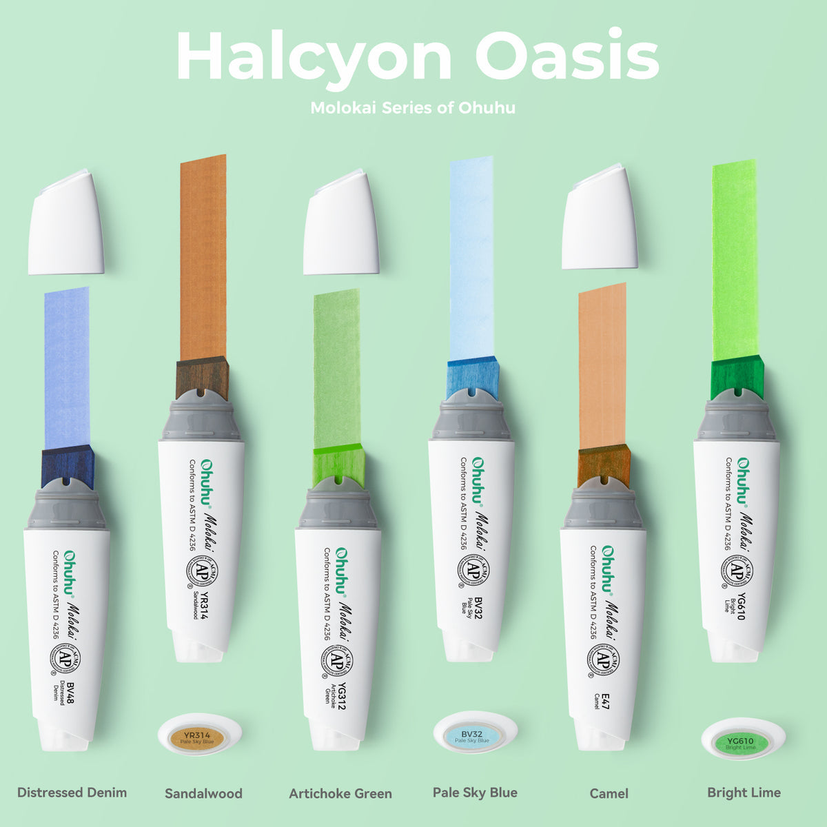 Ohuhu Molokai Four Tones Extra-wide Tip Alcohol Art Markers US