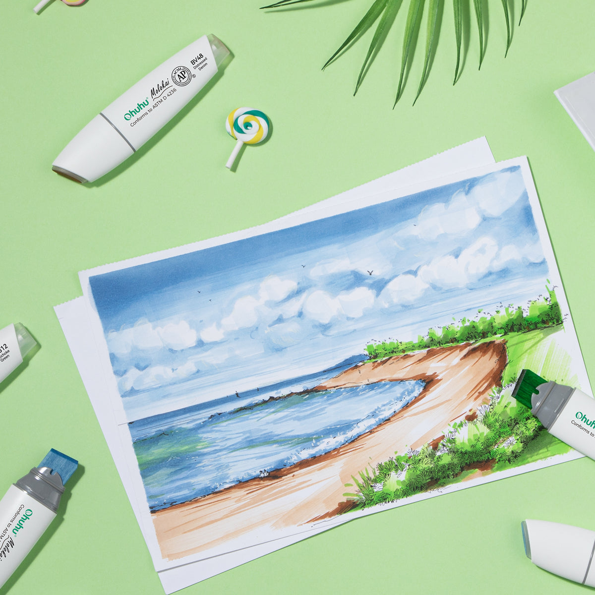 Ohuhu Molokai Four Tones Extra-wide Tip Alcohol Art Markers US