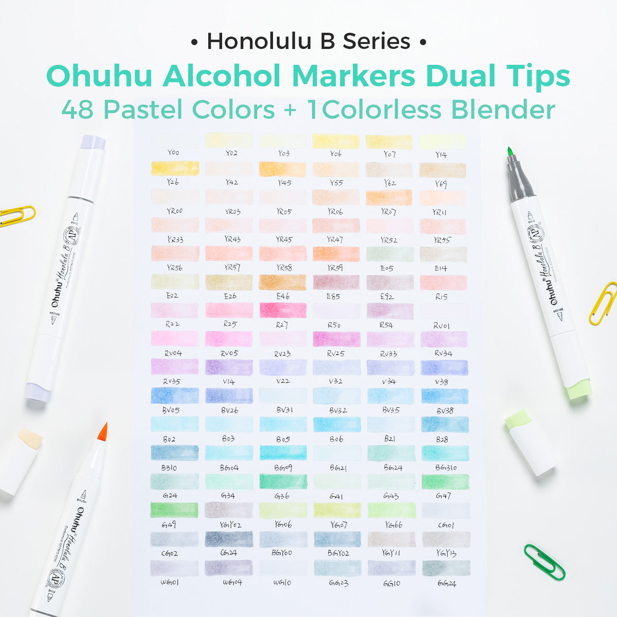 Ohuhu Honolulu 96 Pastel Colors Alcohol Art Markers - Sweetness & Blossoming (New Color Codes) On Sale