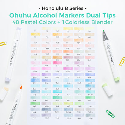 Ohuhu Honolulu 96 Pastel Colors Alcohol Art Markers - Sweetness & Blossoming (New Color Codes) On Sale