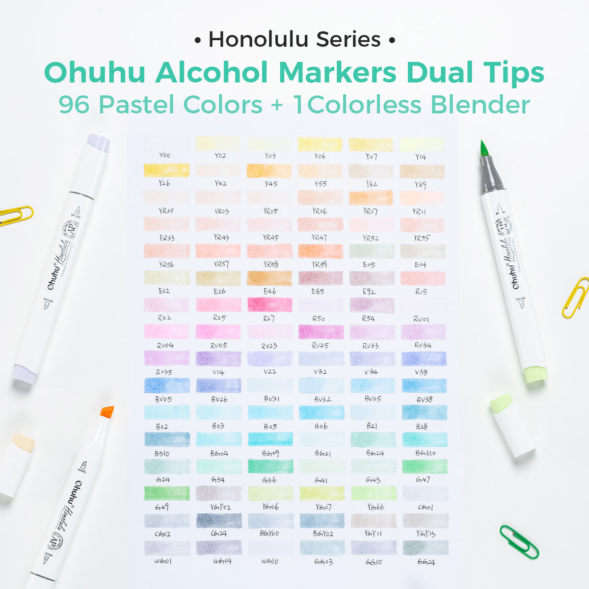 Ohuhu Honolulu 96 Pastel Colors Alcohol Art Markers - Sweetness & Blossoming (New Color Codes) On Sale