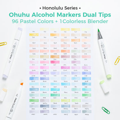 Ohuhu Honolulu 96 Pastel Colors Alcohol Art Markers - Sweetness & Blossoming (New Color Codes) On Sale