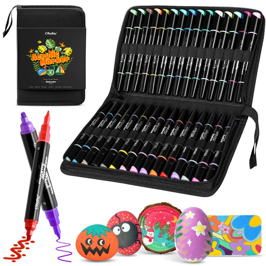 Ohuhu Dual Nib Waterproof Acrylic Pen 30 / 60 / 90 Colors - Kakaako USA only