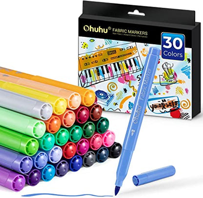 Ohuhu Fabric 30 Color Markers Permanent for Clothes On Sale