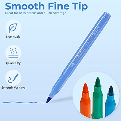 Ohuhu Fabric 30 Color Markers Permanent for Clothes On Sale