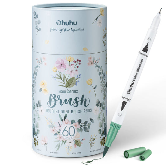 Ohuhu Maui 60 Colors Dual Tips Water Based Art Markers, Brush & Fineliner US stock