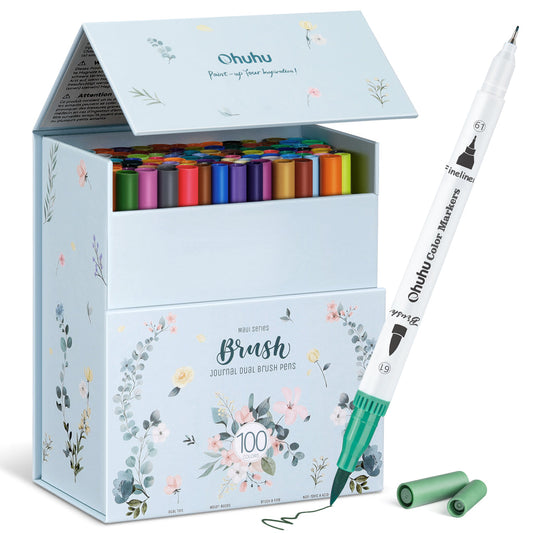 Ohuhu Maui 100 Colors Dual Tips Water Based Art Markers, Brush & Fineliner cheap