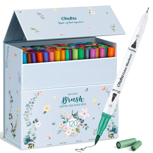 Ohuhu Maui 120 Colors Dual Tips Water Based Art Markers, Brush & Fineliner On Sale