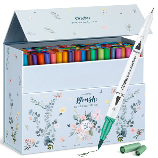 Ohuhu Maui 160 Colors Dual Tips Water Based Art Markers, Brush & Fineliner US stock
