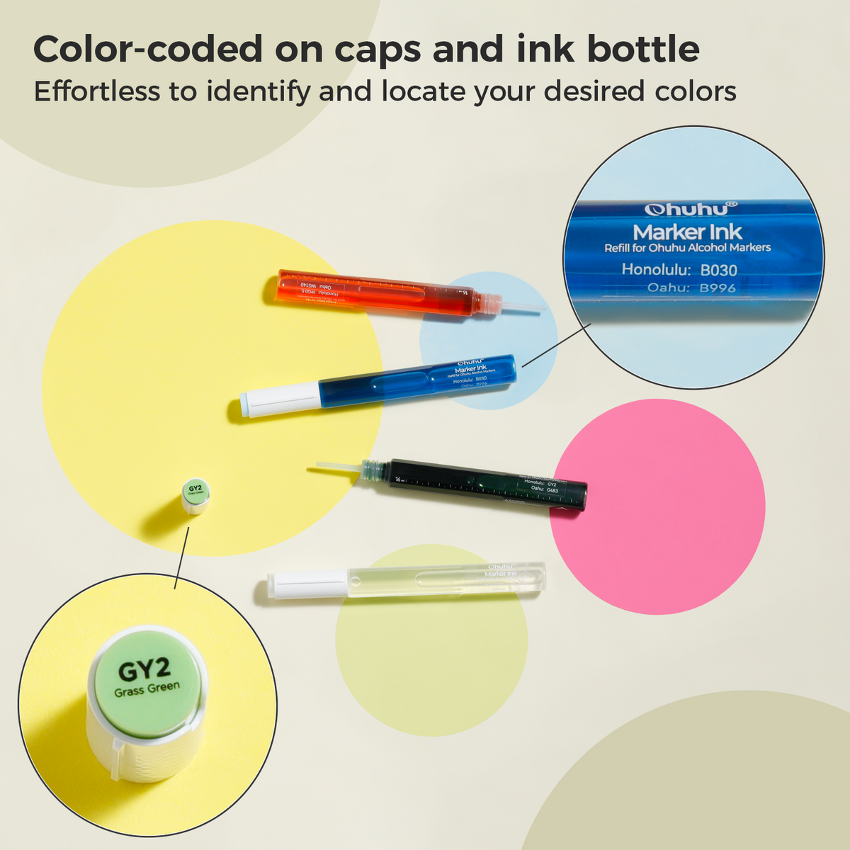 Ohuhu Marker Ink E47 / E288 / YR209 Refill for Alcohol marker Clearance