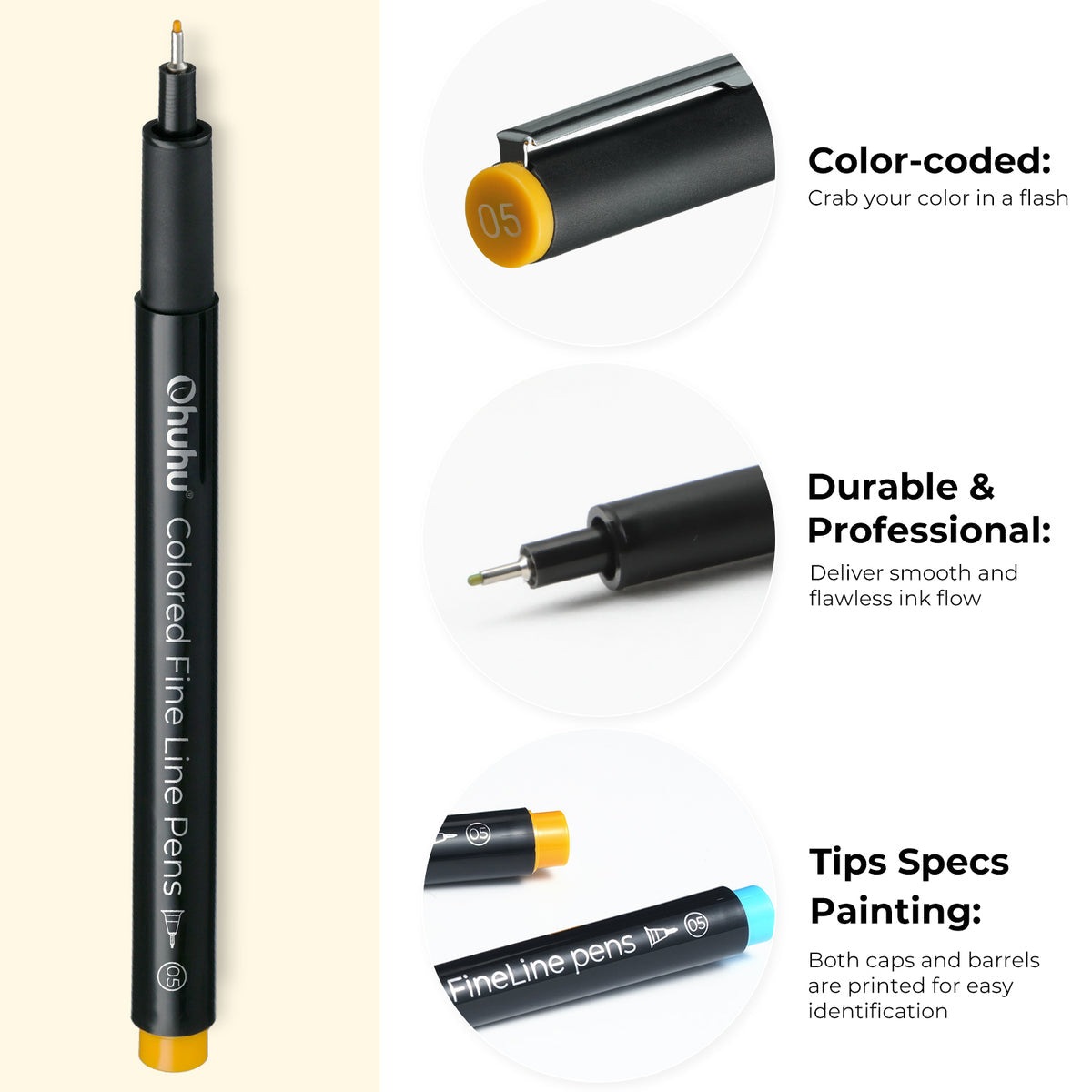 Ohuhu Hana Highway Fineliner Drawing Pens,18 Pack US