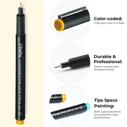 Ohuhu Hana Highway Fineliner Drawing Pens,18 Pack US