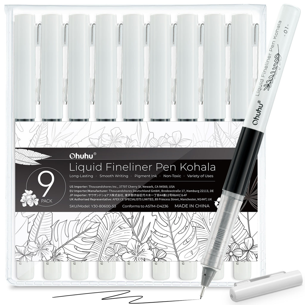 Ohuhu Kohala Liquid Fineliner Drawing Pens,9 Pack US