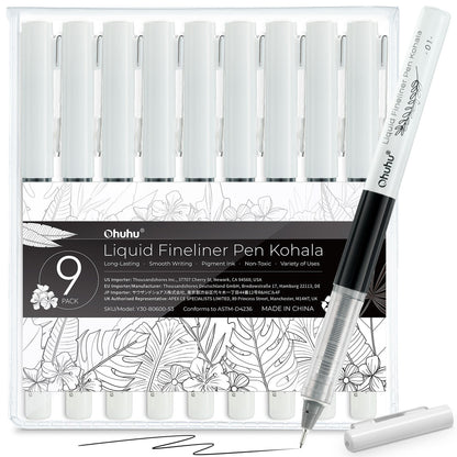 Ohuhu Kohala Liquid Fineliner Drawing Pens,9 Pack US