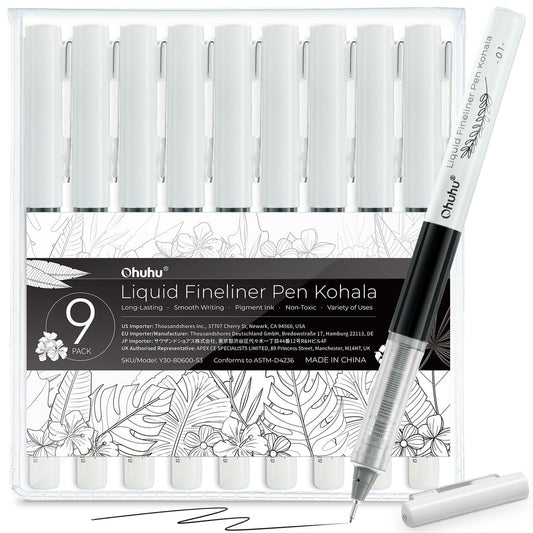 Ohuhu Kohala Liquid Fineliner Drawing Pens,9 Pack US