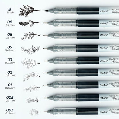 Ohuhu Kohala Liquid Fineliner Drawing Pens,9 Pack US