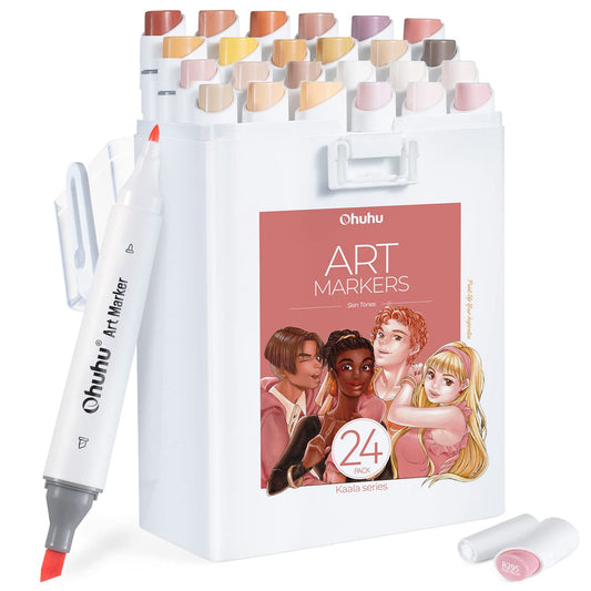 Ohuhu Kaala  Slim Broad and Fine Dual Tips Alcohol Art Markers-24 Color Skin Tone cheap