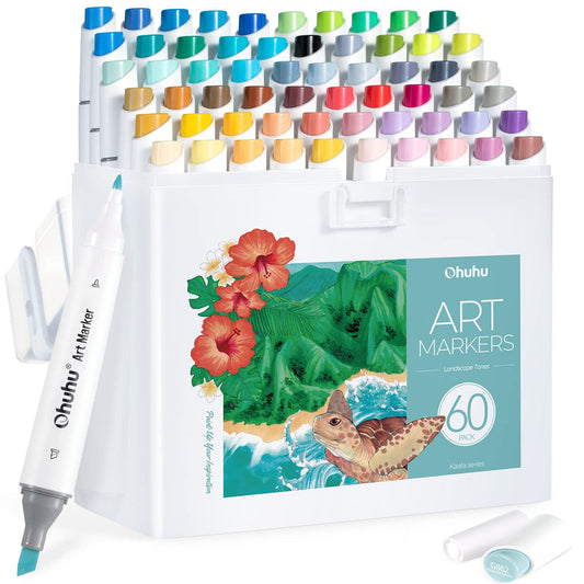 Ohuhu Kaala Dual Tips Alcohol Art Markers- 60 Colors Landscape Tone US