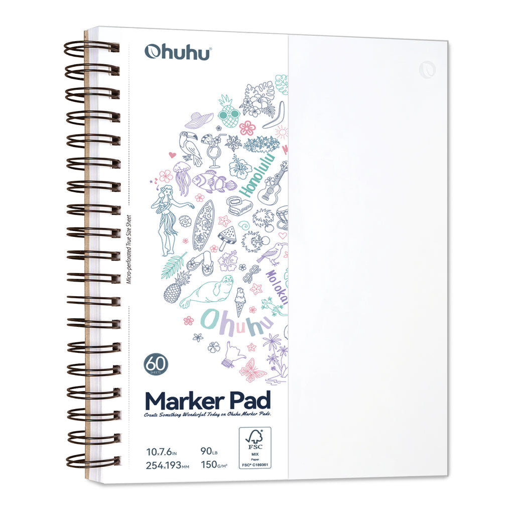 Ohuhu Bleedproof Double-Sided Marker Pad, Spiral-Bound US stock