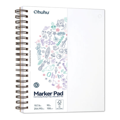 Ohuhu Bleedproof Double-Sided Marker Pad, Spiral-Bound US stock