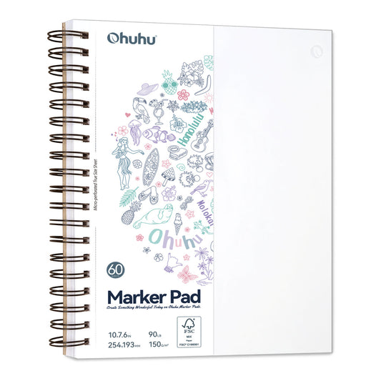 Ohuhu Bleedproof Double-Sided Marker Pad, Spiral-Bound US stock