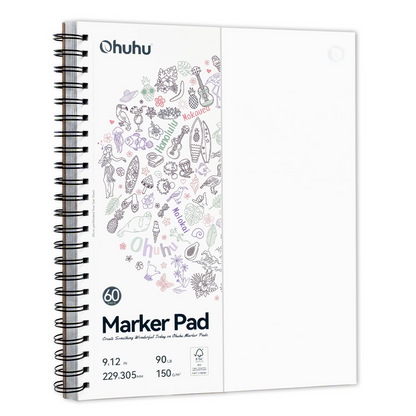Ohuhu Bleedproof Double-Sided Marker Pad, Spiral-Bound US stock