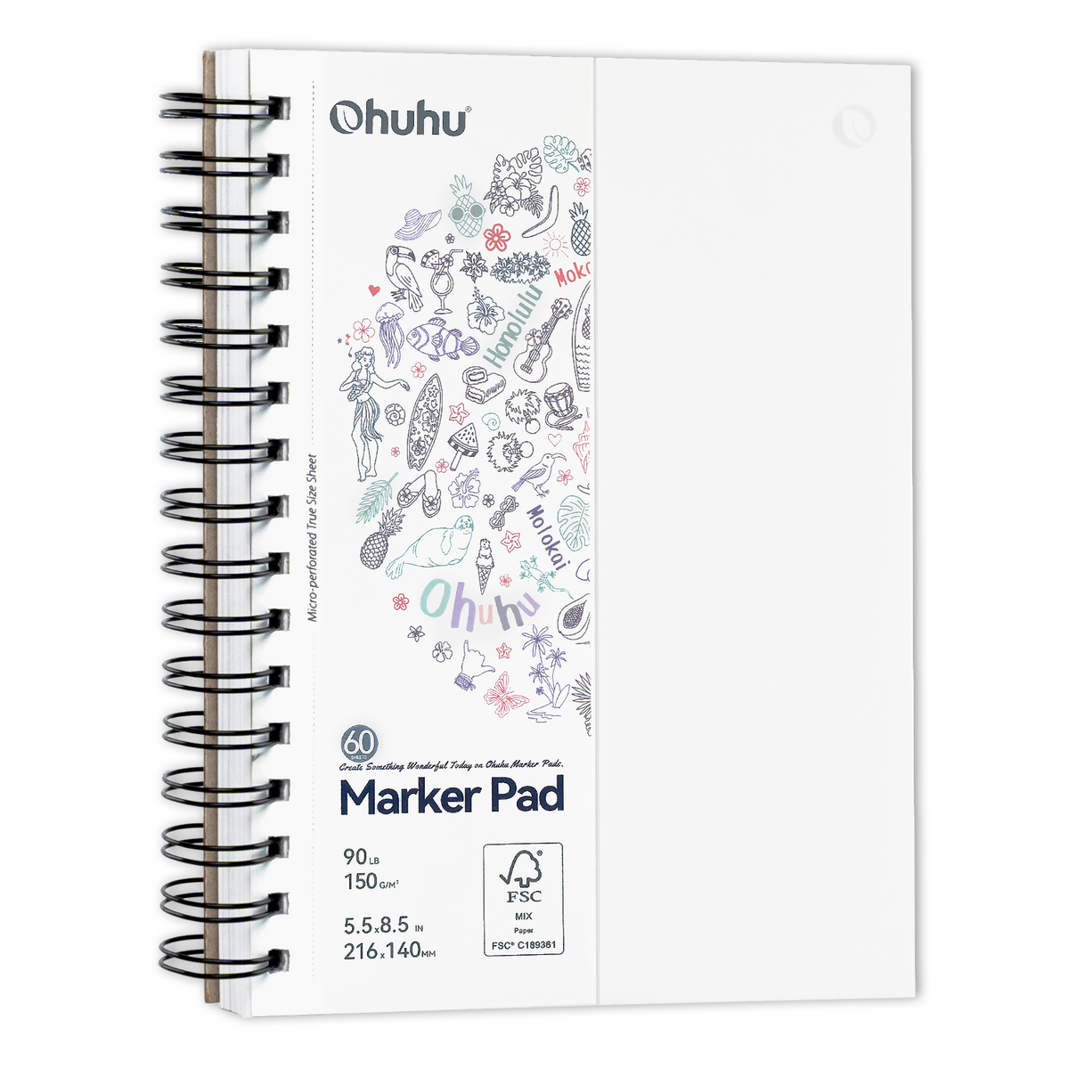 Ohuhu Bleedproof Double-Sided Marker Pad, Spiral-Bound US stock