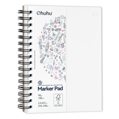 Ohuhu Bleedproof Double-Sided Marker Pad, Spiral-Bound US stock