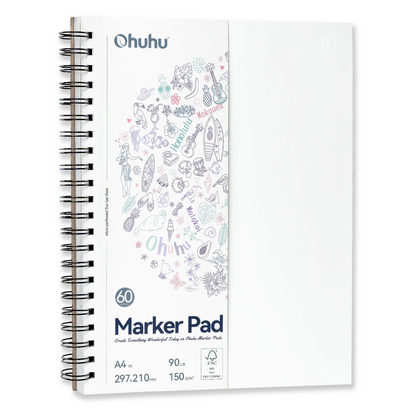 Ohuhu Bleedproof Double-Sided Marker Pad, Spiral-Bound US stock
