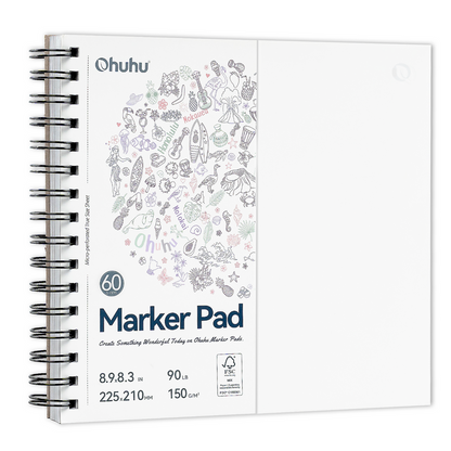 Ohuhu Bleedproof Double-Sided Marker Pad, Spiral-Bound US stock