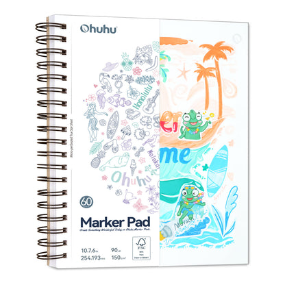 Ohuhu Bleedproof Double-Sided Marker Pad, Spiral-Bound US stock