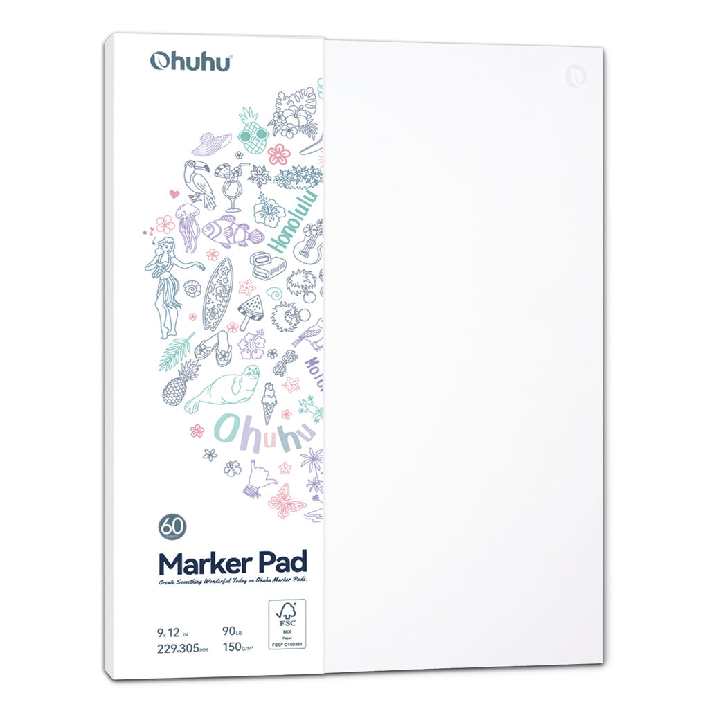 Ohuhu Bleedproof Double-Sided Marker Pad, Glue-Bound USA only