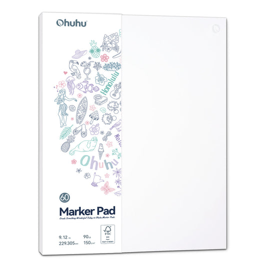 Ohuhu Bleedproof Double-Sided Marker Pad, Glue-Bound USA only