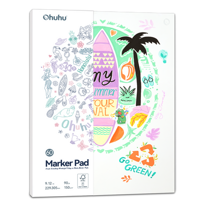 Ohuhu Bleedproof Double-Sided Marker Pad, Glue-Bound USA only