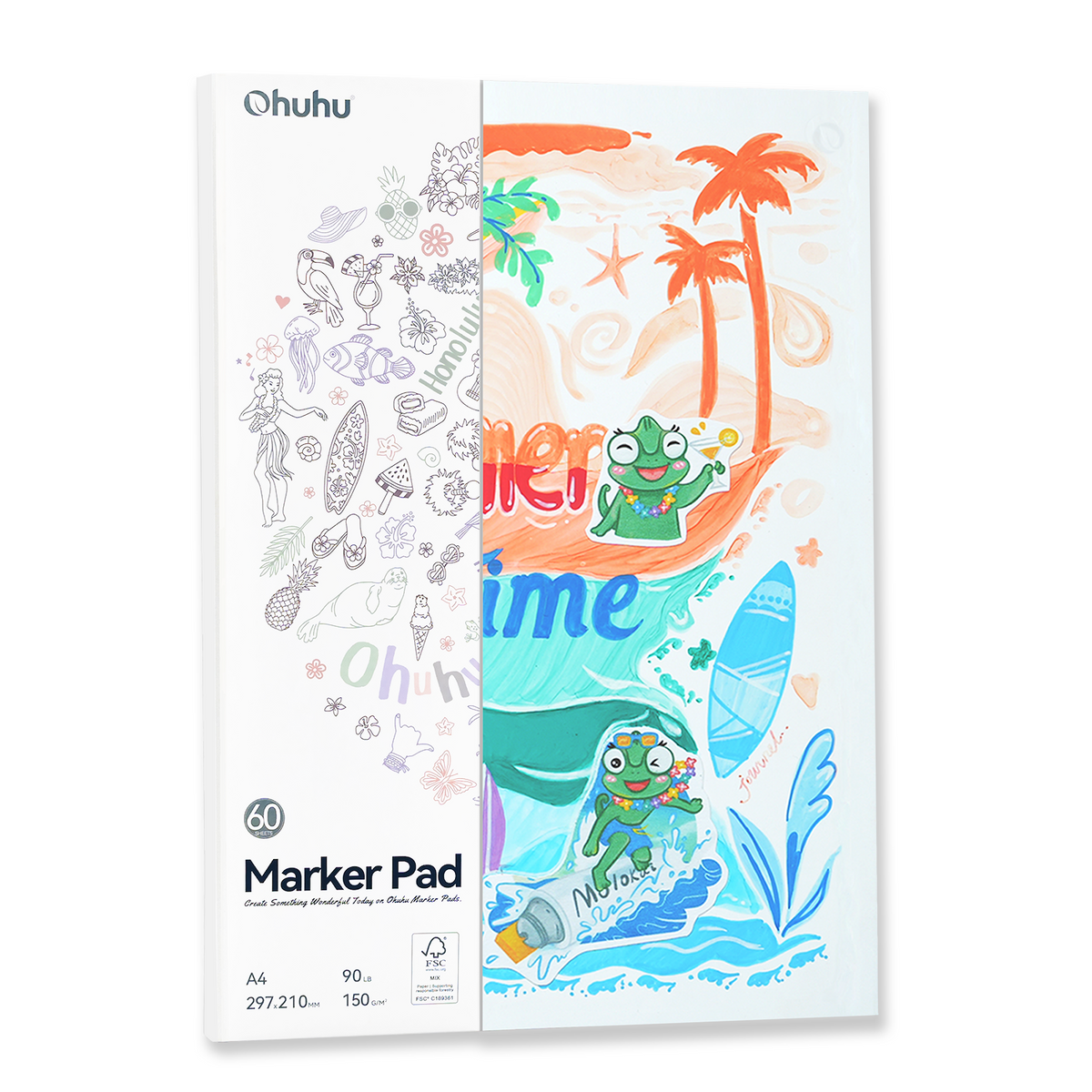 Ohuhu Bleedproof Double-Sided Marker Pad, Glue-Bound USA only
