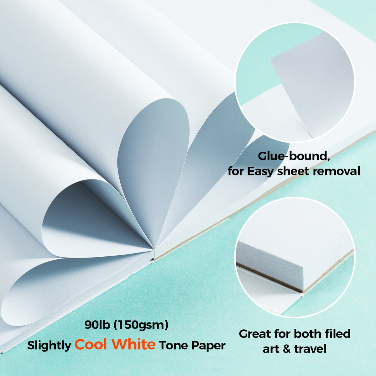 Ohuhu Bleedproof Double-Sided Marker Pad, Glue-Bound USA only