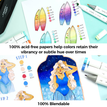 Ohuhu Bleedproof Double-Sided Marker Pad, Glue-Bound USA only