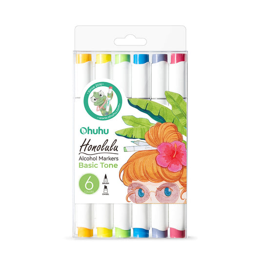 Ohuhu Honolulu 6 Colors Dual Tips Alcohol Art Markers (New Color Codes) cheap