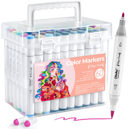 Ohuhu Paper-friendly (No Peeling) Markers Water-based 60 Colors On Sale