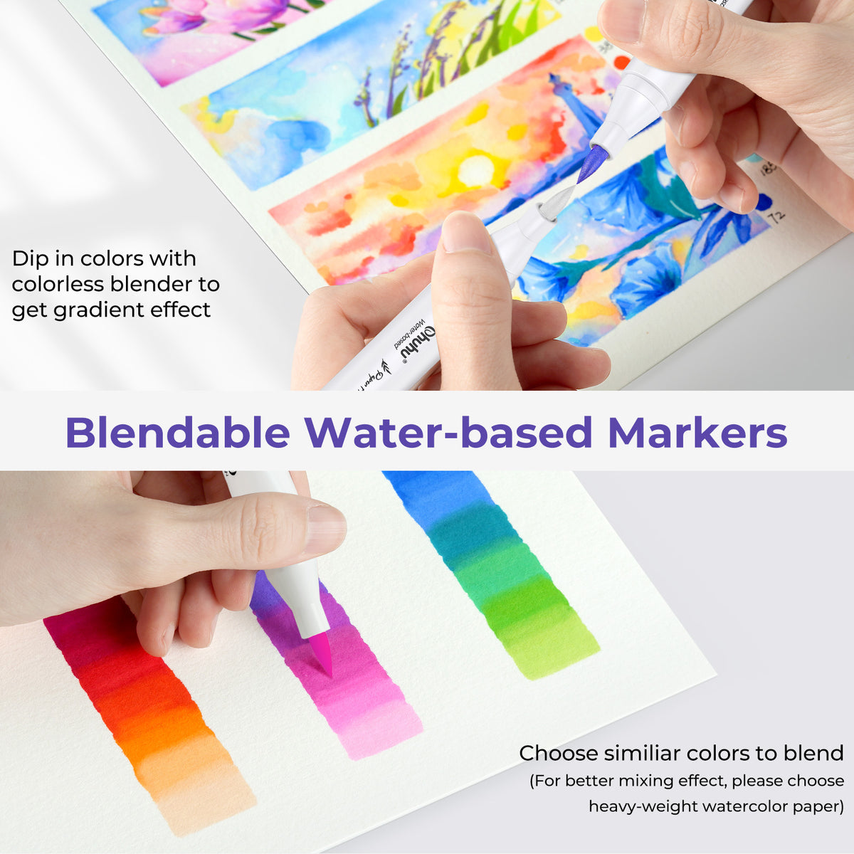Ohuhu Paper-friendly (No Peeling) Markers Water-based 60 Colors On Sale