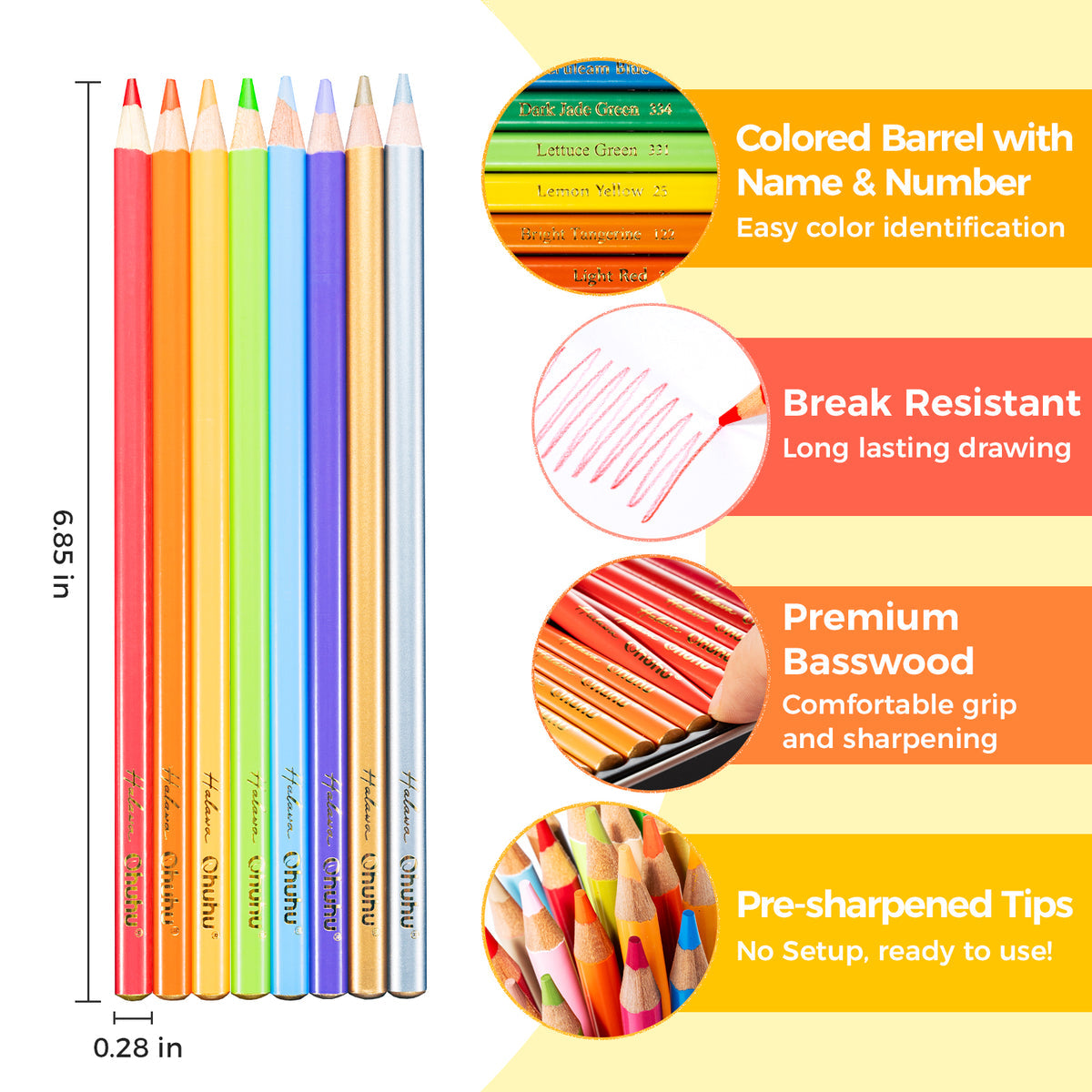 Ohuhu Halawa Series 72 Colors Oil-based Colored Pencils Clearance